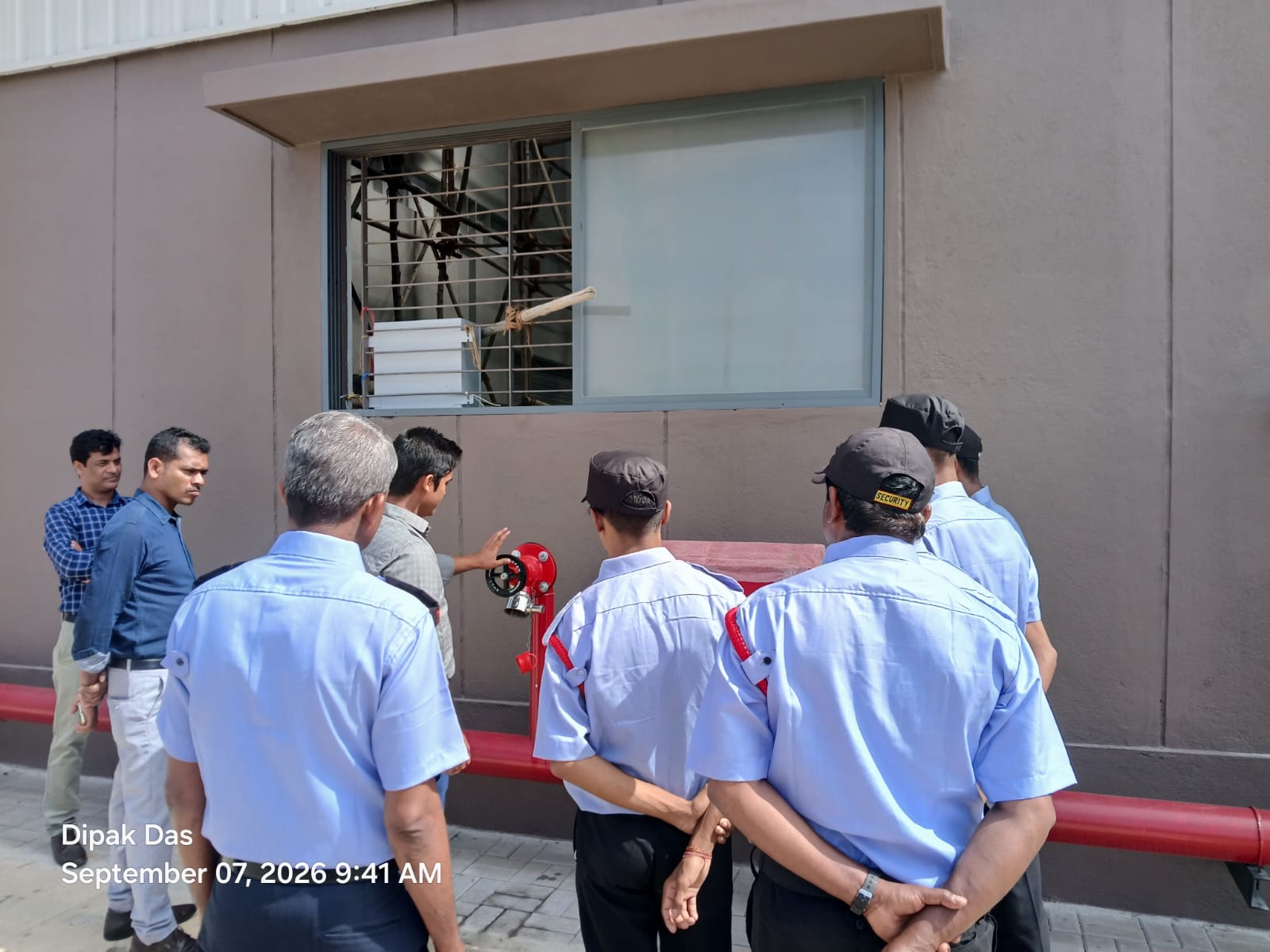 Security guards receiving an on-site safety briefing